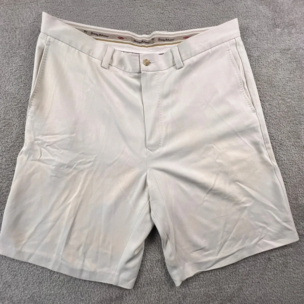 Tommy Bahama Silk Shorts Mens‎ 36 White Relax Flat Front Tropical Beach Casual